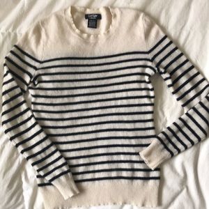 Lord&Taylor cashmere cream w black stripe sweater